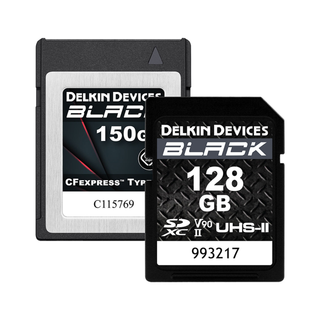 Delkin Devices 150GB BLACK CFexpress Type-B & 128GB Black UHS-II SDXC Memory Card Bundle