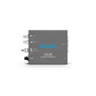 AJA 12G-AM-R-ST 8-Channel 12G-SDI AES audio Embedder/Disembedder with Single ST Fiber Receiver, 8 XLR connectors