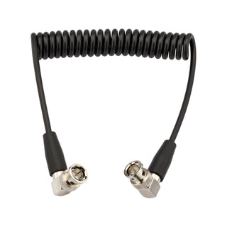 Elvid 12G Coiled SDI Cable for 4K Video with right-angled BNC Connectors (0.9m extended length)