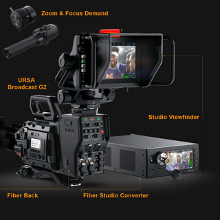 Blackmagic URSA Broadcast G2 Fibre Bundle (UBG2, Studio Viewfinder G2, Camera+Studio Fiber Converter +Zoom Focus Demand)