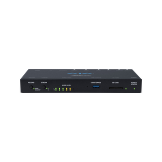 AJA HELO Plus H.264/MPEG-4 HD/SD Recorder and Streaming Appliance with 3G-SDI and HDMI Inputs/ Outputs. Record to USB drives/SD cards/Network shares, with Dual Live Streaming, PIP, Web-based GUI preview window