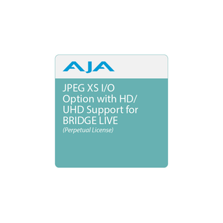 AJA BRIDGE LIVE SW JPEG-XS x04 Perpetual License: Optional JPEG-XS I/O feature-set extension to BRIDGE LIVE, one UltraHD Channel or four HD Channels, Channel count per system is recommended to match SDI I/O