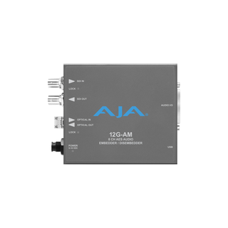 AJA 12G-AM-TR 8-Channel 12G-SDI AES audio Embedder/Disembedder with Single LC Fiber Transceiver, 8 XLR connectors