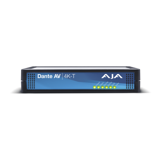AJA Dante AV 4K-T Transmitter Encodes 12G / HDMI Video with Embedded Audio into Dante AV Ultra JPEG 2000
