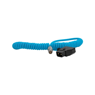 Kondor Blue 14" to 29" Coiled D-Tap to Male 2-Pin LEMO-Type Power Cable for RED KOMODO