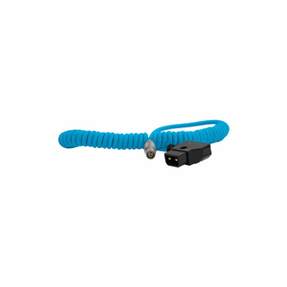 Kondor Blue Coiled D-Tap to Female 2-Pin LEMO-Type Power Cable for RED KOMODO (14-29")