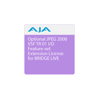 AJA BRIDGE LIVE SW JPEG2K x04 Perpetual License: Optional JPEG 2000 VSF TR 01 I/O feature-set extension to BRIDGE LIVE, for one UltraHD Channel or four HD Channels*