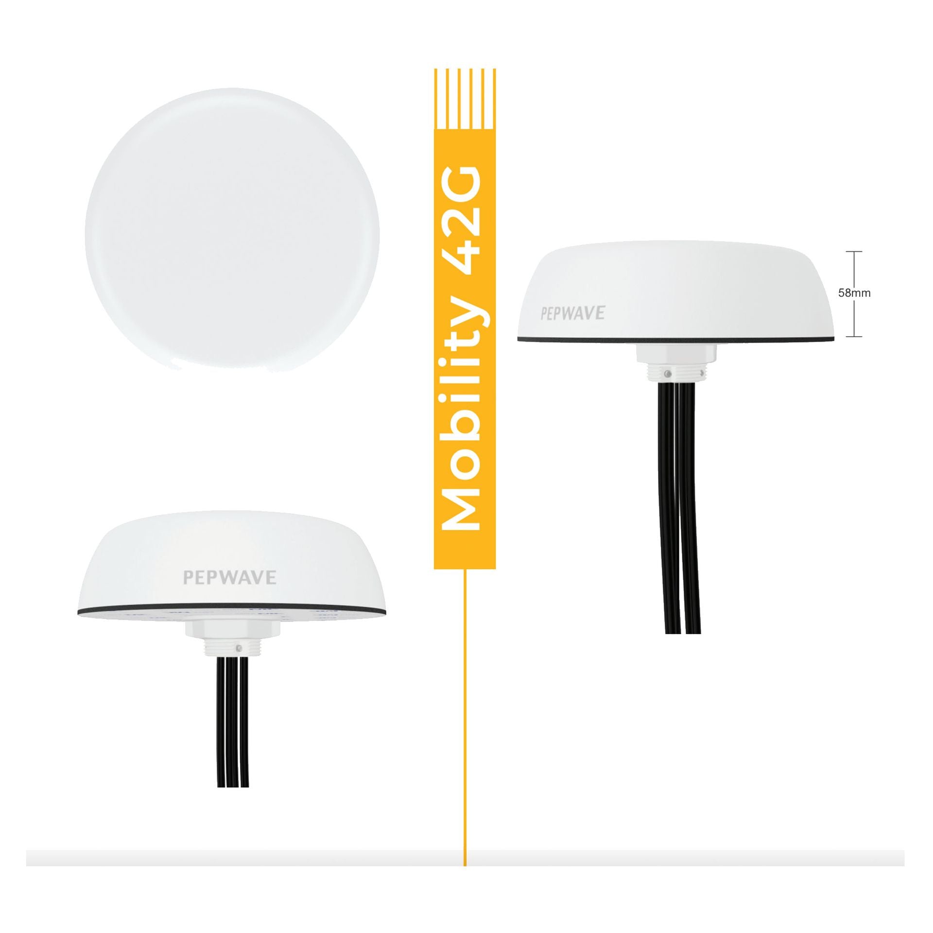 Mobility Antennae 42G - 7-in-1 cellular, Wi-Fi, GPS (SMA male, White, 2m)