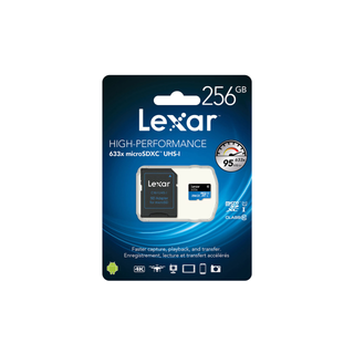 Lexar 256GB High-Performance 633x UHS-I MicroSDXC Memory Card with SD Adapter
