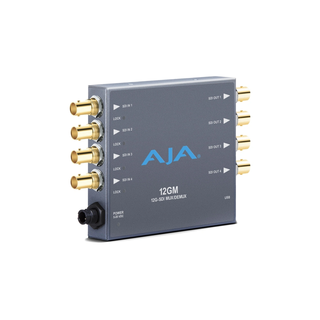 AJA 12GM 12G/6G/3G/1.5G HD/SD SDI Muxer/Demuxer for 4K/UltraHD/2K/HD/SD Audio/ Video with Quadrant to 2SI for 4K/UltraHD Bidirectional Conversion Support