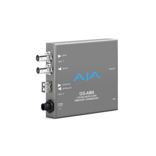 AJA 12G-AMA-T 4-Channel 12G-SDI balanced analog audio Embedder/Disembedder with Single LC Fiber Transmitter, 8 XLR connectors