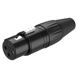 Roxtone 3 pole XLR female, Black electrophoretic paint shell, Tin plated contacts