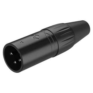 Roxtone 3 pole XLR male, Black electrophoretic paint shell, Tin plated contacts
