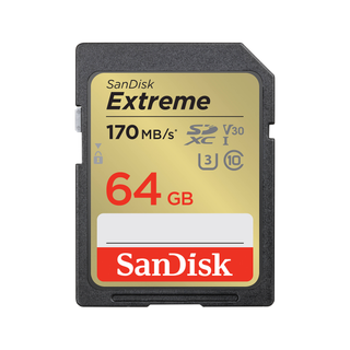 SanDisk Extreme SD UHS I 64GB Card for 4K Video 170MB/s Read & 80MB/s Write