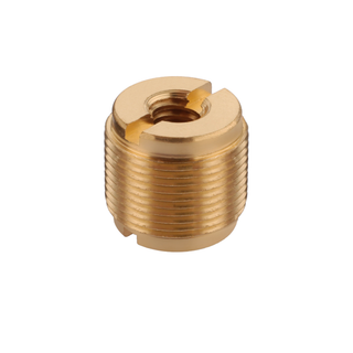 Auray 5/8" Male to 3/8" & 1/4"-20 Female Combo Reversible Thread Adapter (Brass)