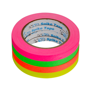 ProTapes Pro Spike Stack Fluorescent Cloth Tape Set (Four 1/2" x 60' Rolls, Orange/Pink/Yellow/Green)