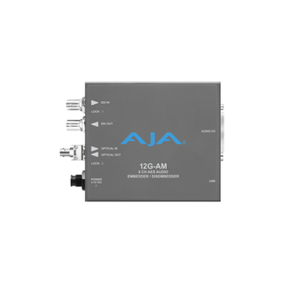 AJA 12G-AM-T-ST 8-Channel 12G-SDI AES audio Embedder/Disembedder with Single ST Fiber Transmitter, 8 XLR connectors