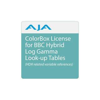 AJA BBC License Perpetual License: Optional BBC HLG LUTs license for ColorBox and OG-ColorBox