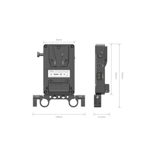SmallRig V Mount Battery Adapter Plate (Basic Version) with Dual Rod Clamp 3498