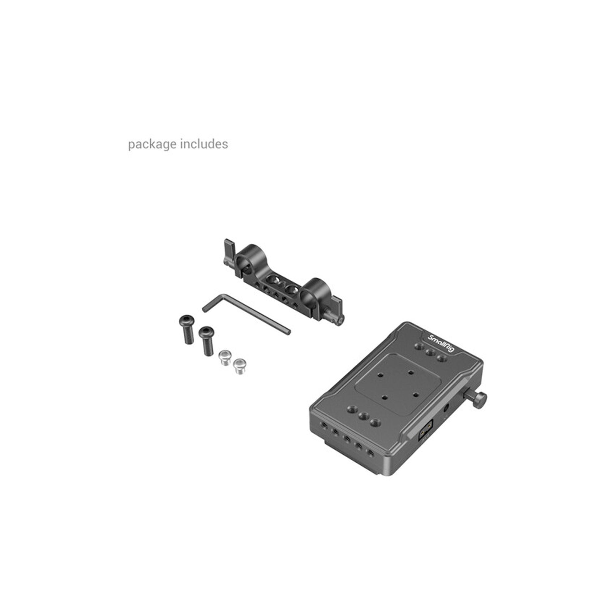 SmallRig V Mount Battery Adapter Plate (Basic Version) with Dual Rod Clamp 3498