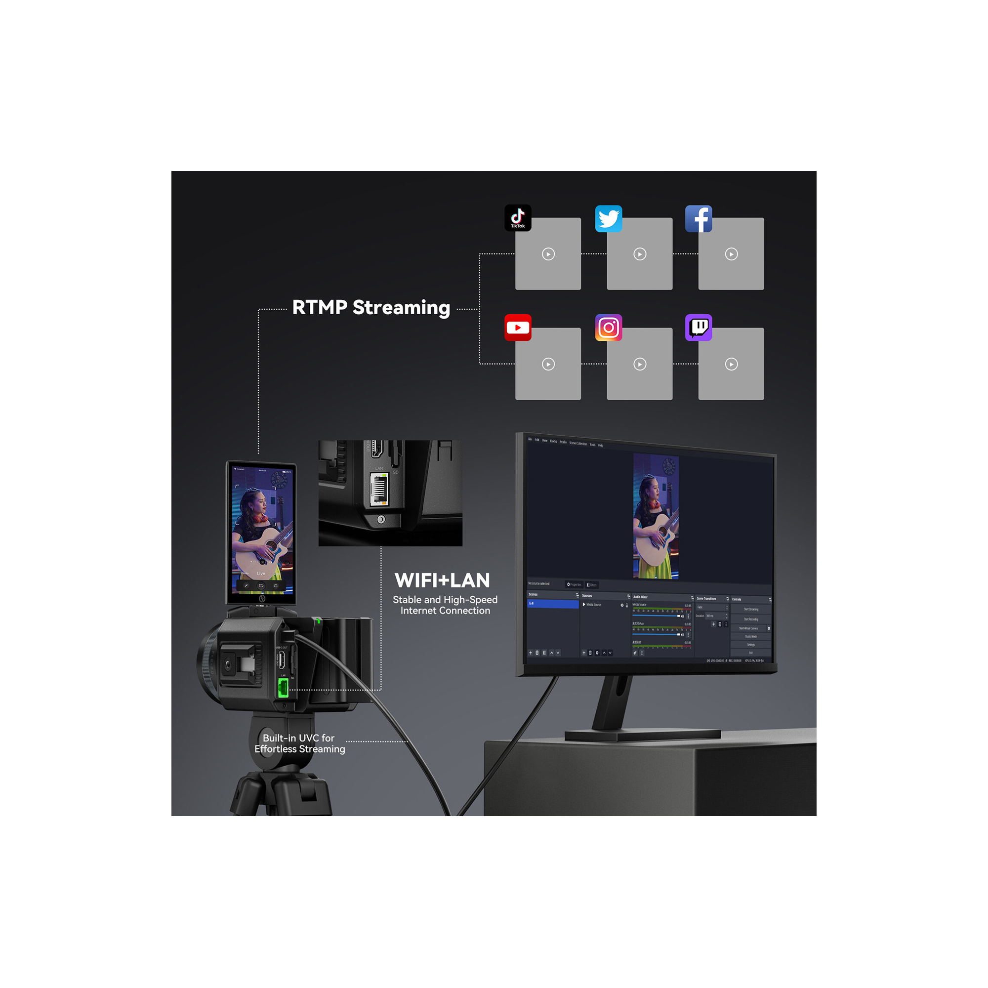 Hollyland VenusLiv 24/7 Livestream Camera (Black)