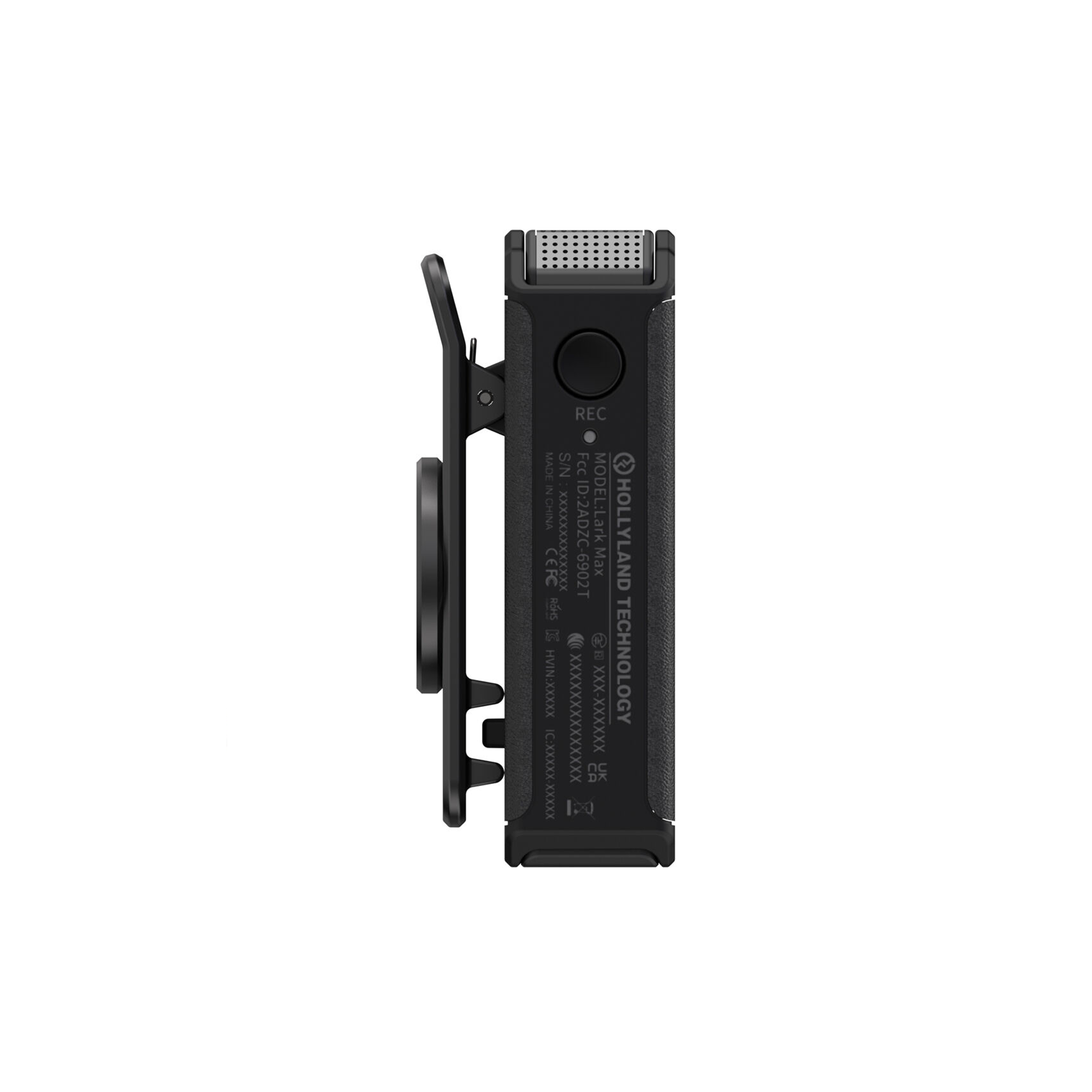 Hollyland LARK MAX SOLO Wireless Microphone System, 1x Transmitter with Built-In Omni Mics, 1x Receiver(2.4 GHz) Black