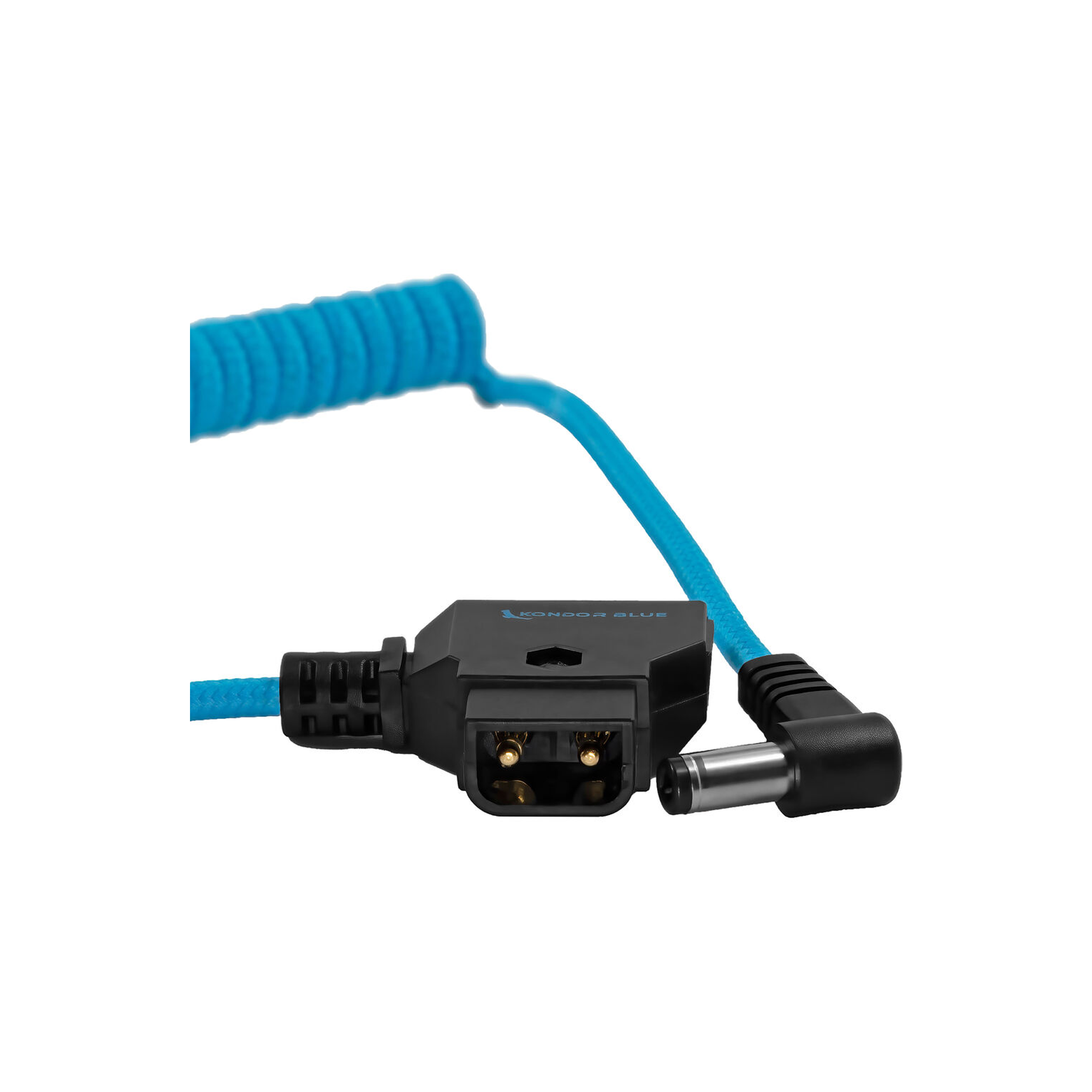 Kondor Blue Coiled D-Tap to DC 5.5 x 2.5mm Barrel Right-Angle Cable (Kondor Blue)