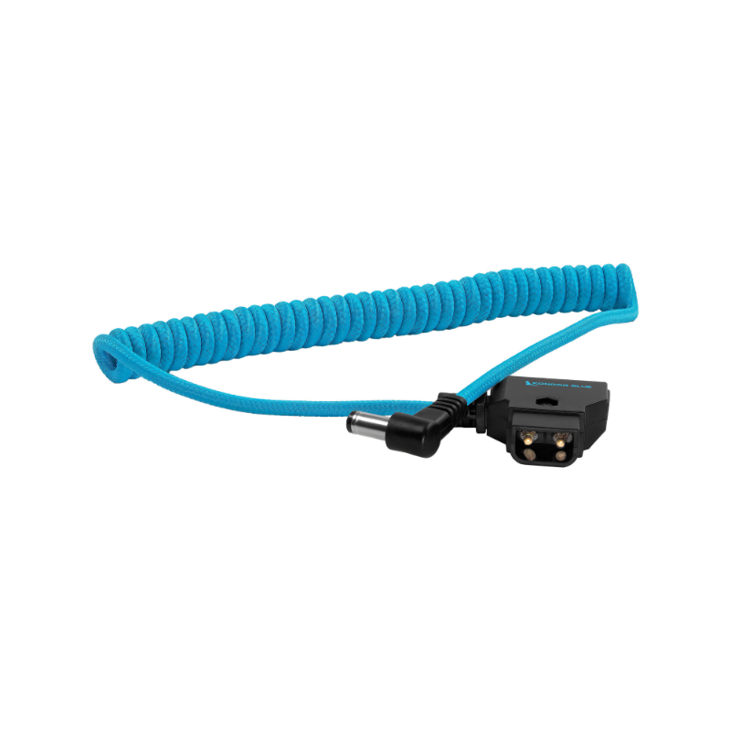 Kondor Blue Coiled D-Tap to DC 5.5 x 2.5mm Barrel Right-Angle Cable (Kondor Blue)