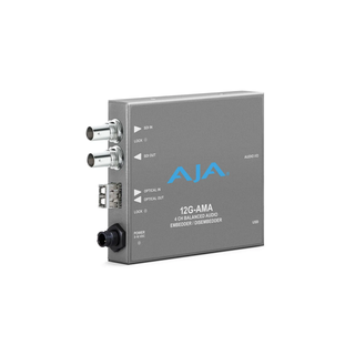 AJA 12G-AMA-TR 4-Channel 12G-SDI balanced analog audio Embedder/Disembedder with Single LC Fiber Transceiver, 8 XLR connectors