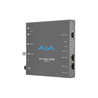 AJA IPT-10G2-HDMI HDMI to SMPTE ST 2110 Video and Audio IP Encoder with Hitless Switching