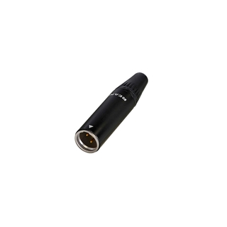 REAN Mini-XLR, 3-pole , metal-, Soldering-male connector, gold plated contact(s), straight, black