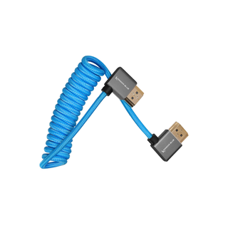 Kondor Blue Coiled Right-Angle HDMI Cable (30cm to 60cm)