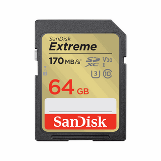 SanDisk Extreme SD UHS I 64GB Card for 4K Video 170MB/s Read & 80MB/s Write
