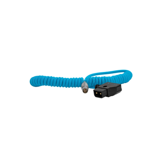 Kondor Blue Coiled D-Tap to Female 2-Pin LEMO-Type Power Cable for RED KOMODO (35-75cm)