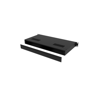 1U Black 220mm Deep Rack Box with Removable Back Panel and Black Front Panel