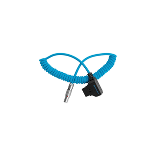 Kondor Blue Coiled D-Tap to Female 2-Pin LEMO-Type Power Cable for RED KOMODO (14-29")