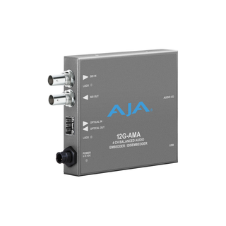 AJA 12G-AMA 4-Ch 12G-SDI Analog Audio Embed/Disembed, 8 XLR, Fiber Opt