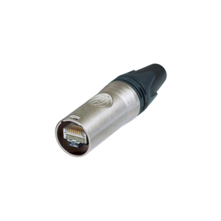 Neutrik RJ45 etherCON CAT.6a, 8-pole , metal-, Clamp technic-male connector, straight, nickel coloured
