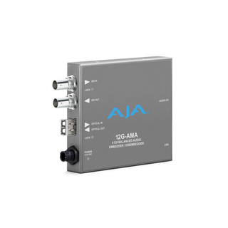 AJA 12G-AMA-T - 4 Channel 12G-SDI balanced analog audio Embedder/Disembedder with LC Transmitter