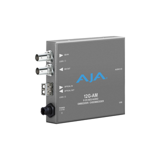 AJA 12G-AM-T 8-Ch 12G-SDI AES Embed/Disembed w/ LC Fiber TX, 8 XLR