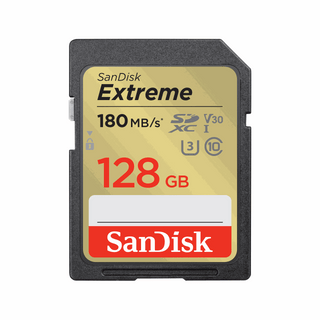 SanDisk Extreme SD UHS I 128GB Card for 4K Video 180MB/s Read & 90MB/s Write