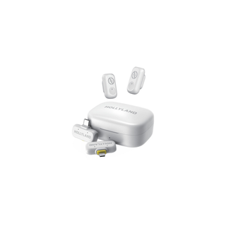 Hollyland LARK A1 Combo 2-Person Wireless Microphone System with USB-C and Lightning Connectors for Mobile Devices (Ivory White, 2.4 GHz)