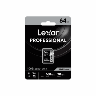 Lexar 64GB Professional 1066x UHS-I SDXC Memory Card (SILVER Series) - Last Stock