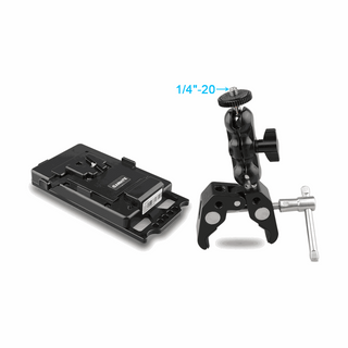 Camvate V-Lock Mounting Plate Power Supply Splitter with Super Clamp Crab Pliers Clip