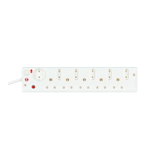 11-Port Surge Protected Multiplug with Switches - 1x 10A Shuko, 5x 6A Euro and 5x 15A SA