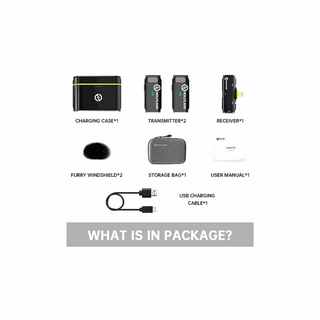 Hollyland LARK C1 SOLO Wireless Microphone System with Lightning Connector for iOS Devices, 1x Transmitter, 1x Receiver (2.4 GHz) Black