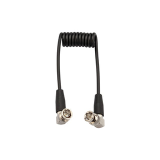 Elvid 12G Coiled SDI Cable for 4K Video with right-angled BNC Connectors (0.6m extended length)