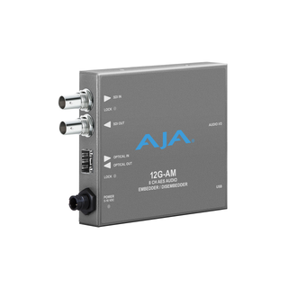 AJA 12G-AM 8-Channel 12G-SDI AES audio Embedder/Disembedder with Fiber Options, 8 XLR connectors