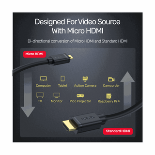 Unitek 2m 4K 60Hz High Speed Micro HDMI to HDMI Cable