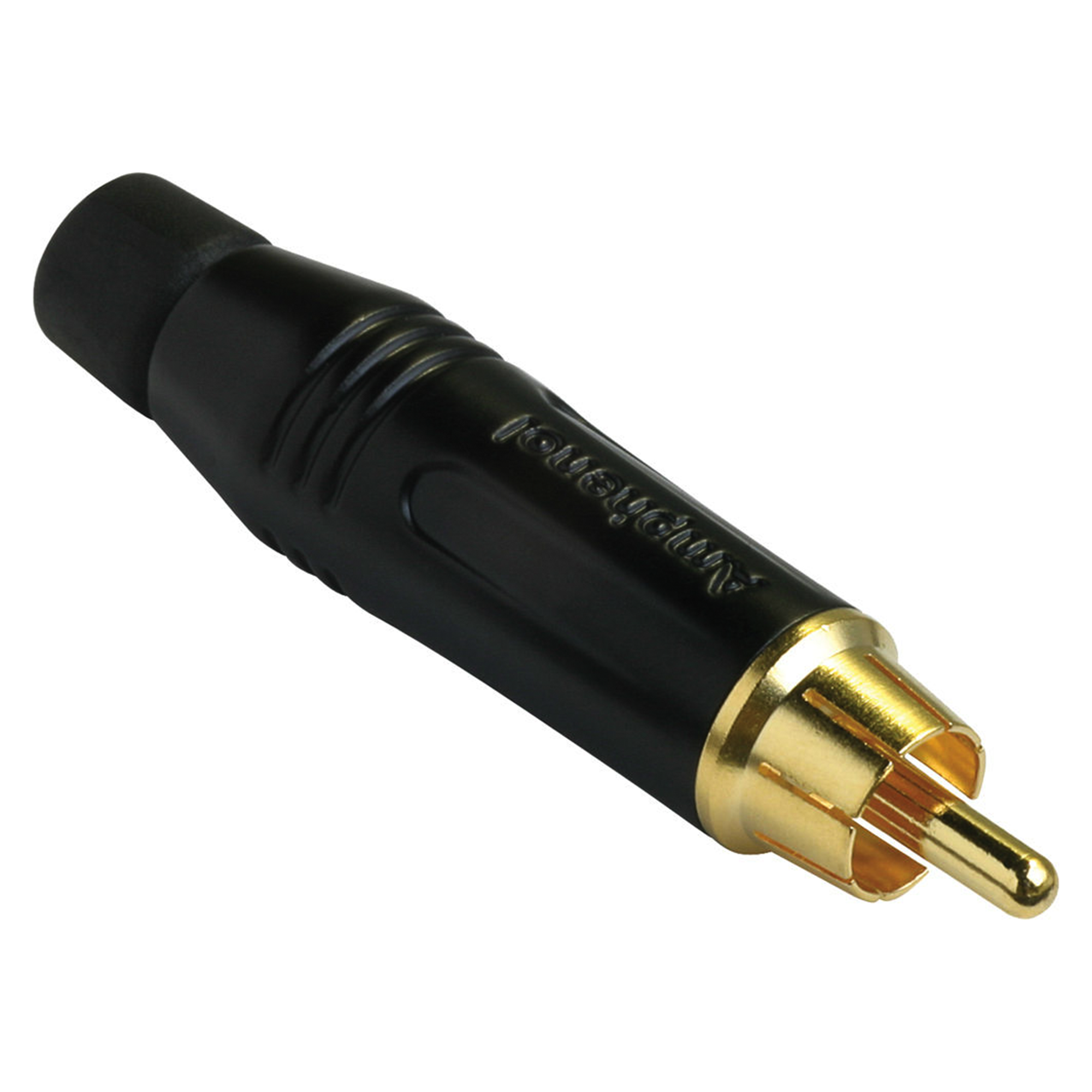 Amphenol RCA male inline gold plated contact black